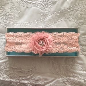 Blush pink bridal garter